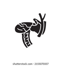 Bile en el icono de la línea de color de la vejiga. Enfermedades humanas. Pictograma para página web, aplicación móvil, promoción.