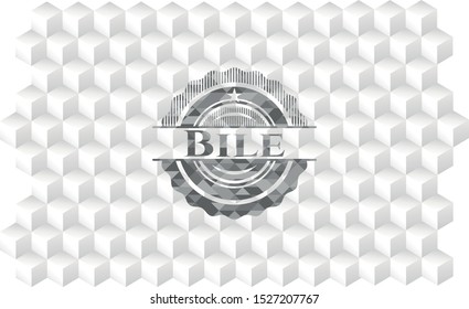 Bile grey badge with geometric cube white background