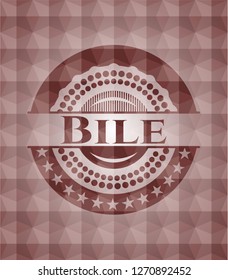 Bile red seamless emblem with geometric pattern background.