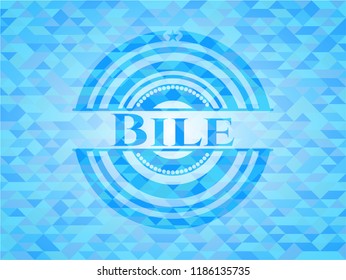 Bile sky blue emblem with triangle mosaic background