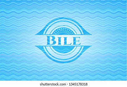 Bile sky blue water wave emblem.