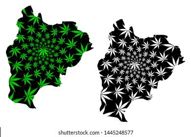 Bilecik (Provinces of the Republic of Turkey) map is designed cannabis leaf green and black, Bilecik ili map made of marijuana (marihuana,THC) foliage,