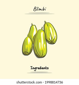 Bilimbi Illustration Sketch And Vector Style. Good to use for restaurant menu, Food recipe book and food ingredients content.