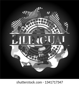 Bilingual grey camo emblem