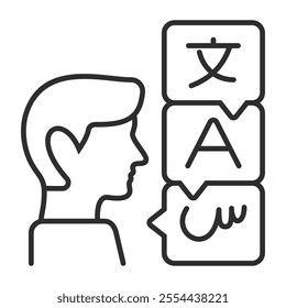 Bilingual icon, Language learning symbol outline icon, editable vector illustration and transparent graphic element. Isolated on white background