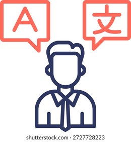 Bilingual Icon Line Color Vector Illustration