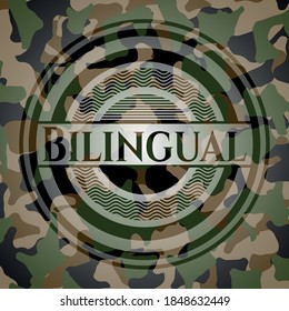 Bilingüe sobre textura de camuflaje. Ilustración vectorial. Detallado. 