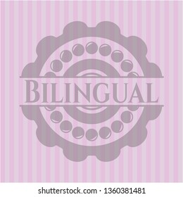 Bilingual vintage pink emblem