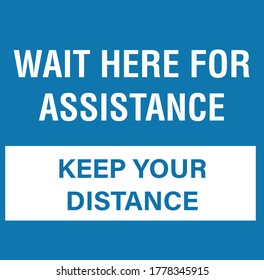 Bilingual Wait Here for Assistance Floor Sign