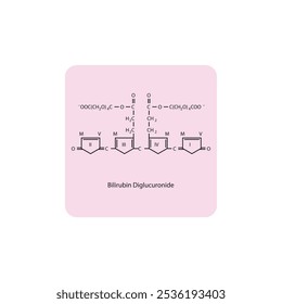 Bilirubin Diglucuronide skeletal structure diagram.Bile pigment compound molecule scientific illustration.