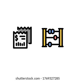 bill and abacus icon, finance technology icon. perfect for logo, website, application and presentation. icon design filled line style