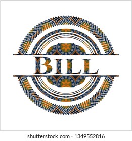 Bill arabic style emblem. Arabesque decoration.