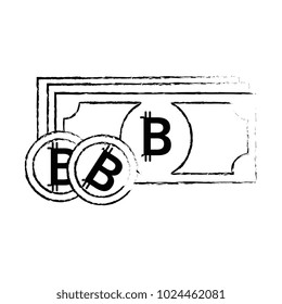 bill and bitcoins virtual money icon