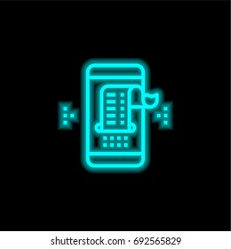 Bill blue glowing neon ui ux icon. Glowing sign logo vector