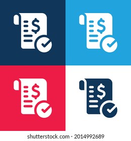 Juego de iconos mínimo de cuatro colores azul y rojo Bill