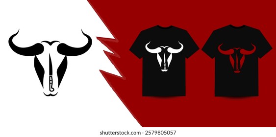 Bill or Buffalo Head, Vector Logo, Black Outline on White Background