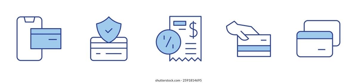 bill, card payment, credit card, payment, secure payment. Payment Icon vector illustration. Line Duotone style. Editable stroke.