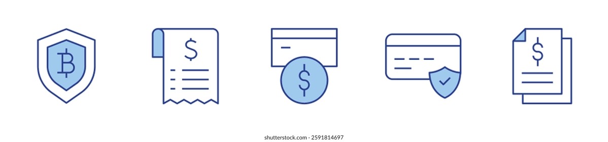 bill, card payment, file, online payment, secure payment. Payment Icon vector illustration. Line Duotone style. Editable stroke.