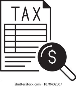 Bill or Charges Deduction Verfication Vector Glyph Icon Design, Compulsory Financial charges and Taxation Symbol on White Background, Levy Sign, Tax Audit Concept