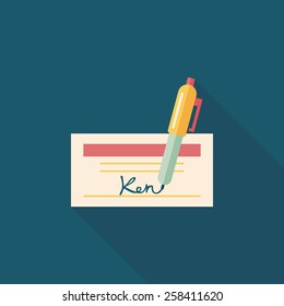 bill check flat icon with long shadow,eps10