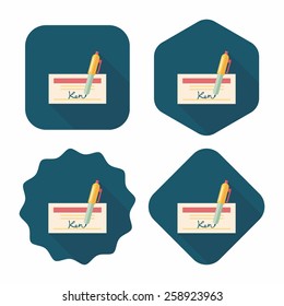 bill check flat icon with long shadow,eps10