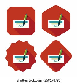bill check flat icon with long shadow,eps10