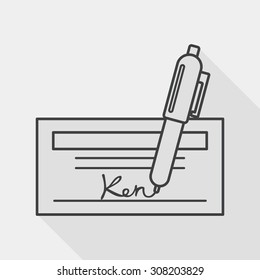 bill check flat icon with long shadow, line icon