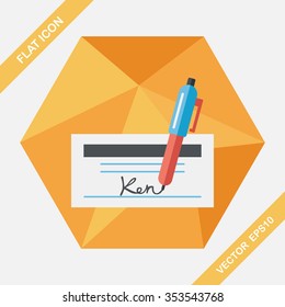 bill check flat icon with long shadow,eps10
