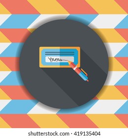 bill check flat icon with long shadow,eps10