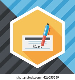 bill check flat icon with long shadow,eps10
