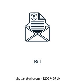 Bill concept line icon. Linear Bill concept outline symbol design. This simple element illustration can be used for web and mobile UI/UX.