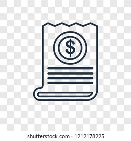 Bill concept vector linear icon isolated on transparent background, Bill concept transparency concept in outline style