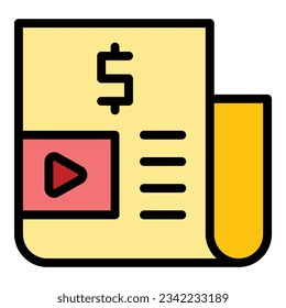 Bill content icon outline vector. Blog social. Seo website color flat