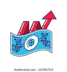 bill dollar with arrow statistics
