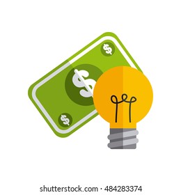 bill dollar with business icon vector illustration design