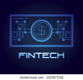 bill dollar fintech icon vector illustration design