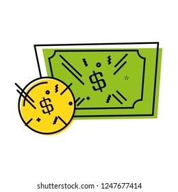 bill dollar money with coin