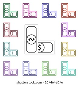 Wechselgeld-Symbol für mehrfarbige Farben. Einfache dünne Linie, Vektorillustration von Online-Shopping-Icons für i und ux, Website oder mobile Applikationen