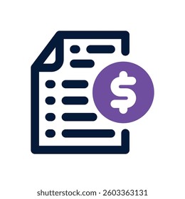 bill dual tone icon. Sleek and modern vector icon for websites, mobile apps, marketing materials, and corporate design. Fully scalable and ready to use.