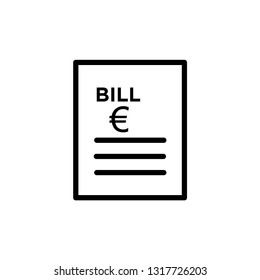 Bill and Euro vector icon. Invoice, bill icon suitable for info graphics, websites and print media and interfaces.