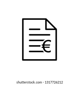 Bill and Euro vector icon. Invoice, bill icon suitable for info graphics, websites and print media and interfaces.