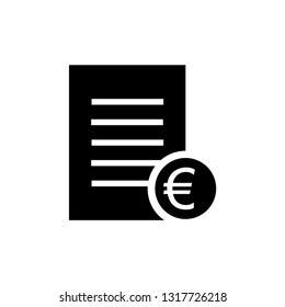 Bill and Euro vector icon. Invoice, bill icon suitable for info graphics, websites and print media and interfaces.