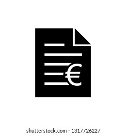 Bill and Euro vector icon. Invoice, bill icon suitable for info graphics, websites and print media and interfaces.