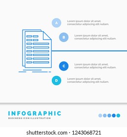 Bill, excel, file, invoice, statement Infographics Template for Website and Presentation. Line Blue icon infographic style vector illustration