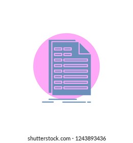 Bill, excel, file, invoice, statement Glyph Icon.