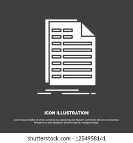 Bill, excel, file, invoice, statement Icon. glyph vector symbol for UI and UX, website or mobile application