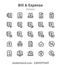 Bill and expense icons collection