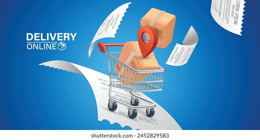 Bill of expenses is on mobile phone.Pay bills with mobile phone.Online shopping spending.Online shopping via smartphone.Bill payment flat isometric vector concept of mobile payment, shopping, banking.
