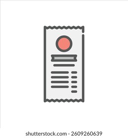 bill filled outline icon. receipt color line illustration.