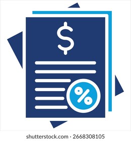 Bill Flat Blue Icon Vector Illustration